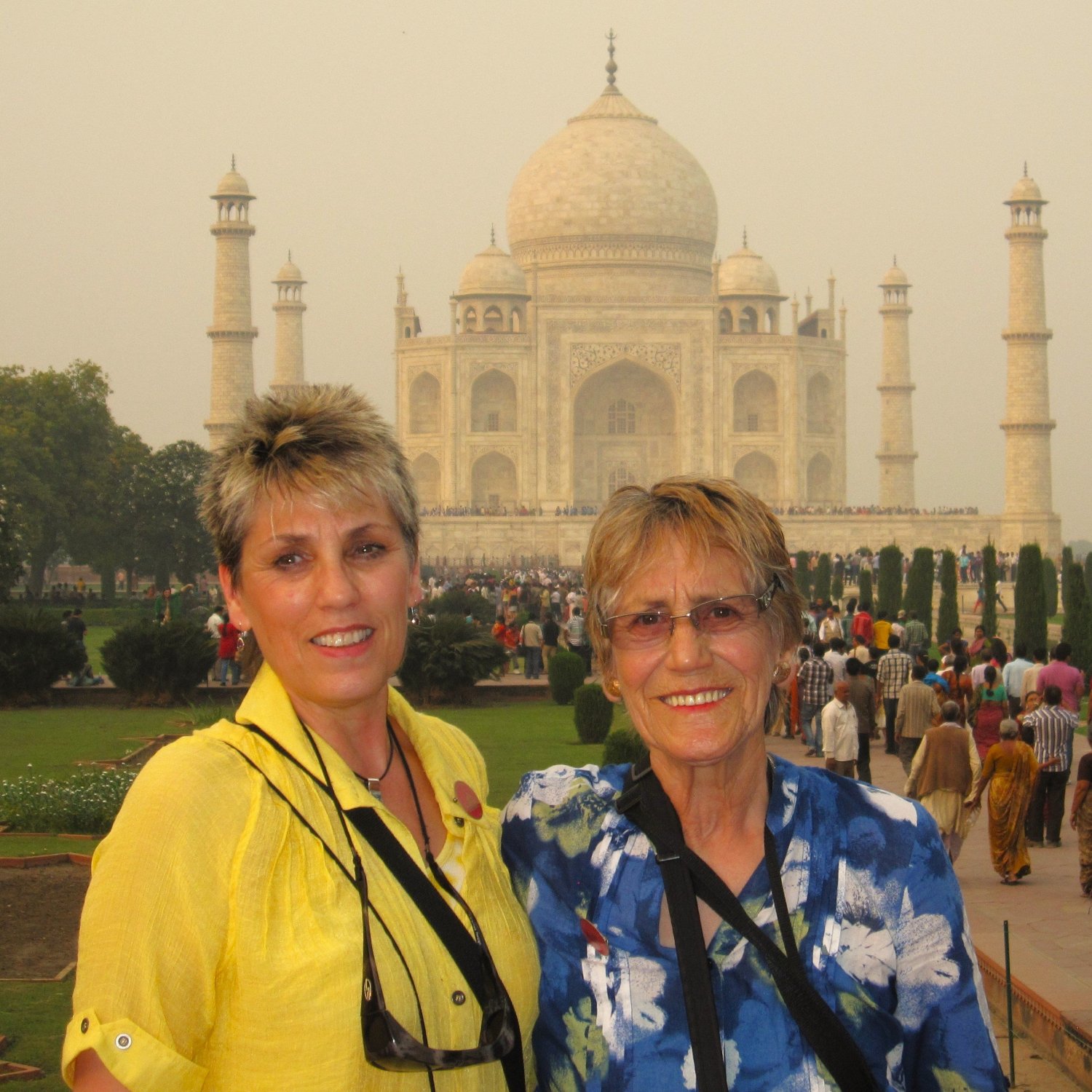 Marlene with her Mother, visiting the the Taj Mahal, India, 2011