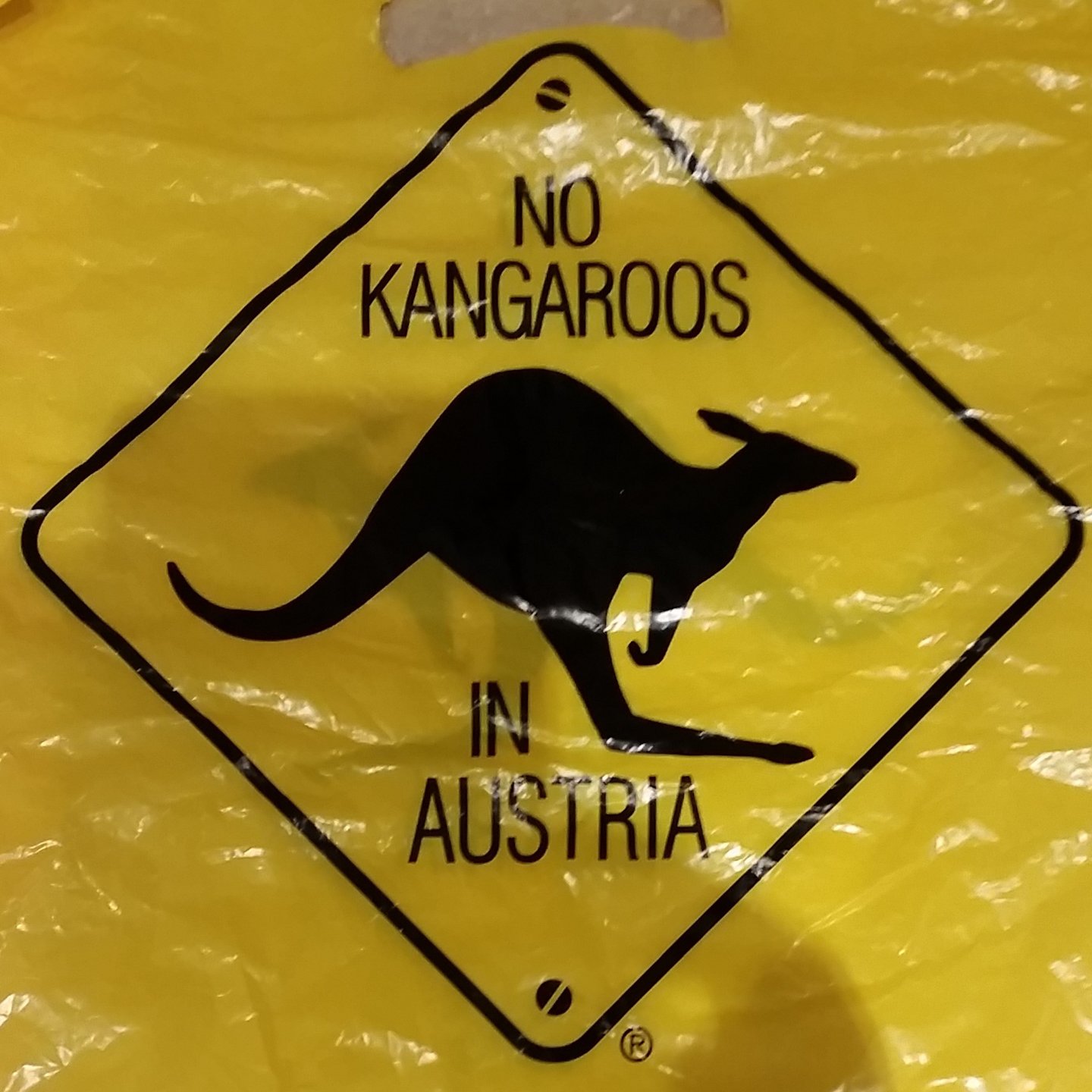 image showing Austrian poster advising 'no kangaroos in Austria'