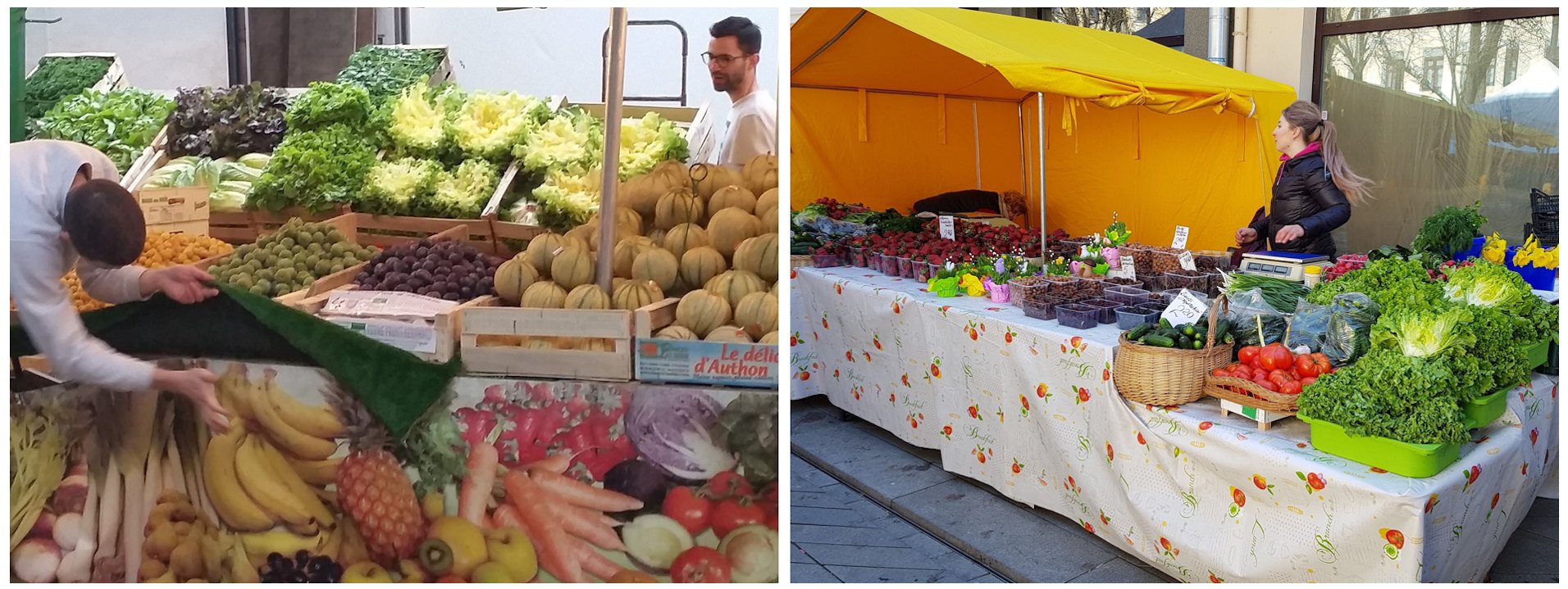 image collage showing markets in Paris (2016), and Kaunas (2019)