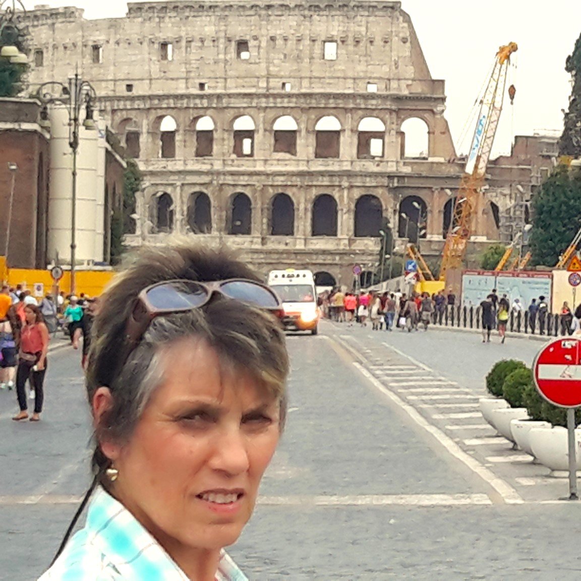 Marlene visiting the Colosseum, Rome, 2015