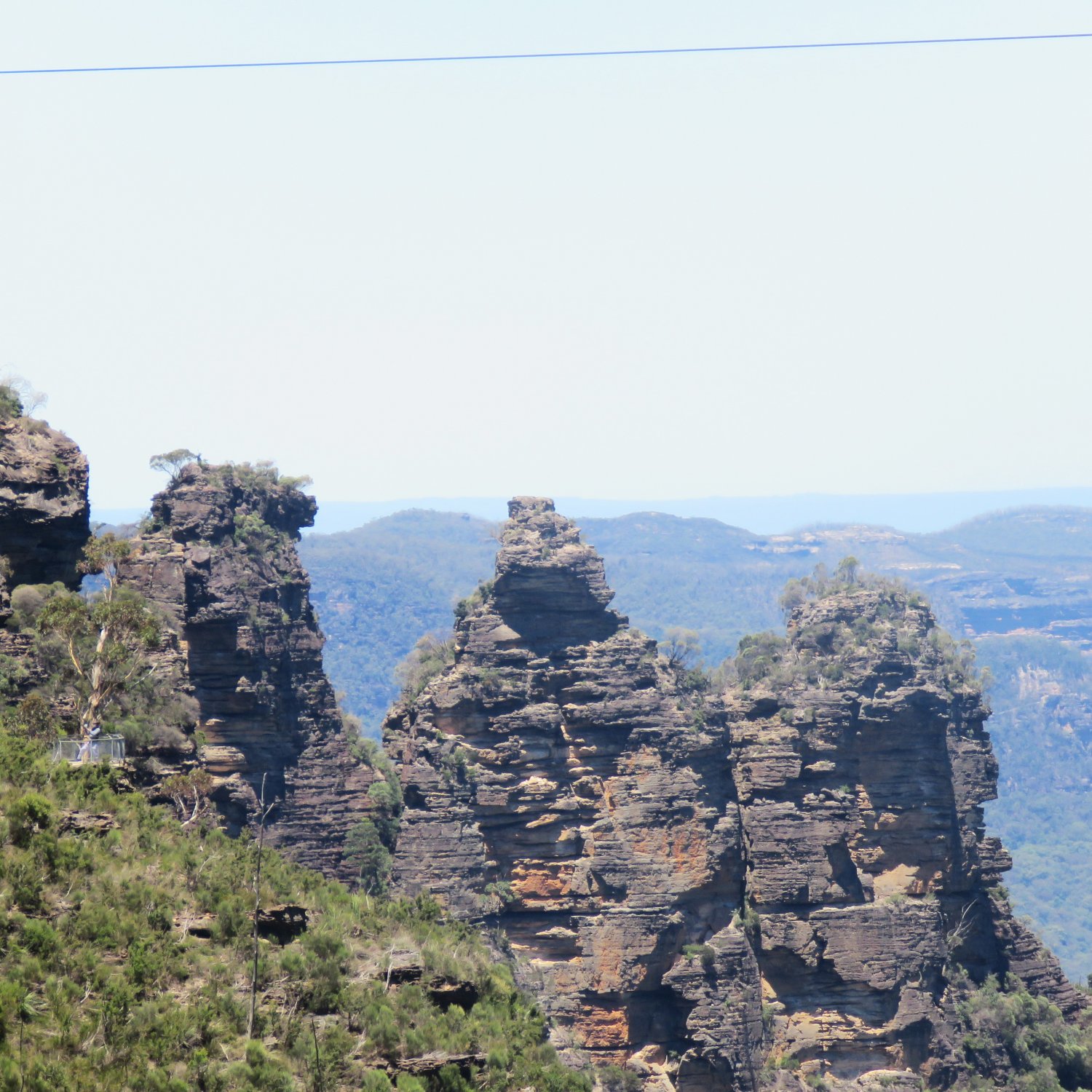 A close-up view of the Three Sisters rock formation, Blue Mountains National Park, near Katoomba