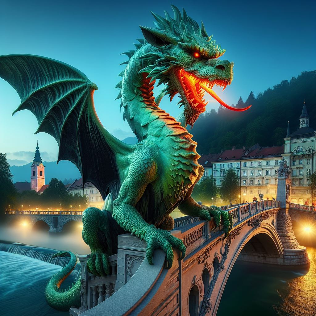 Another of the Green Dragons, by the Ljubljanica River Canal