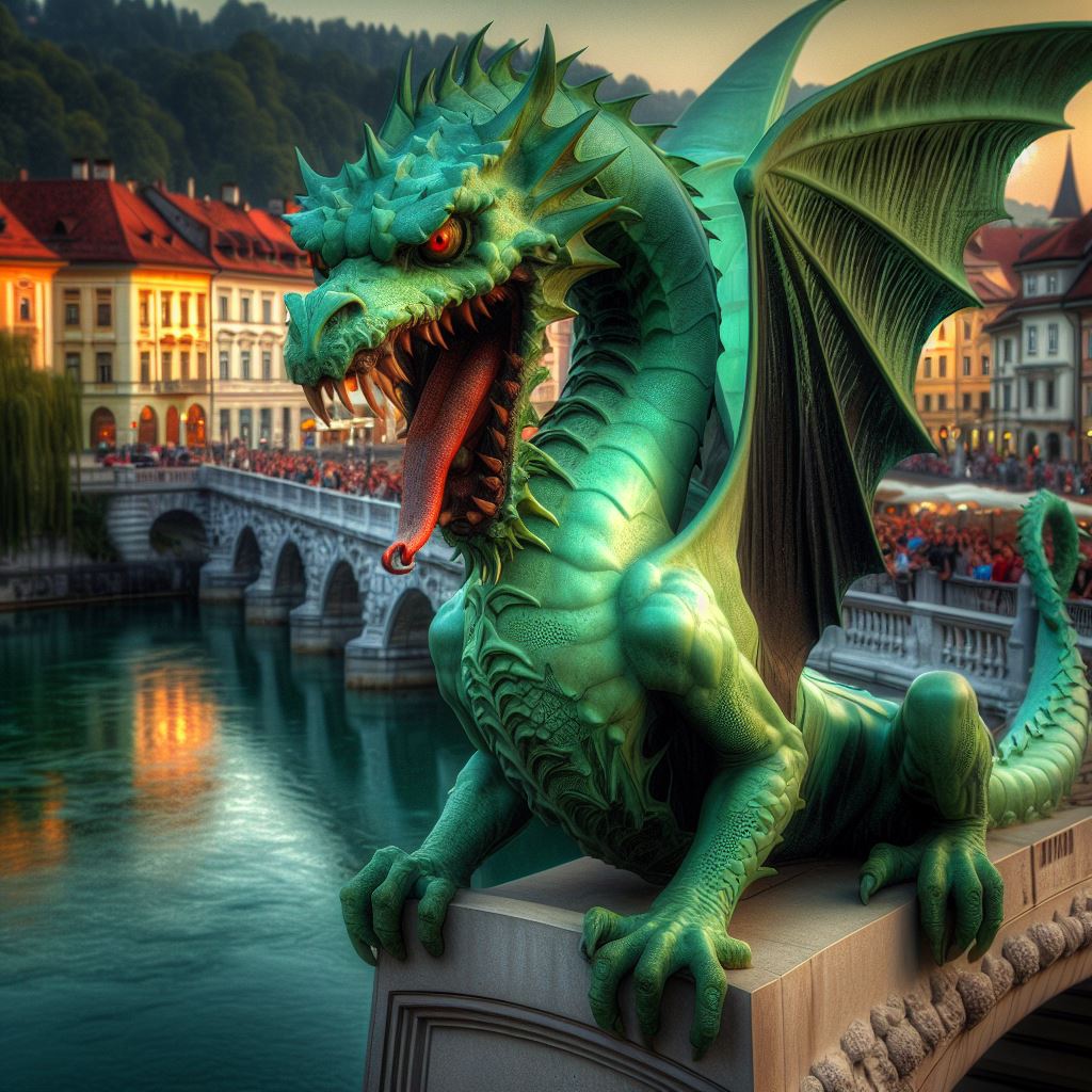 A Green Dragon, overlooking the Ljubljanica River Canal