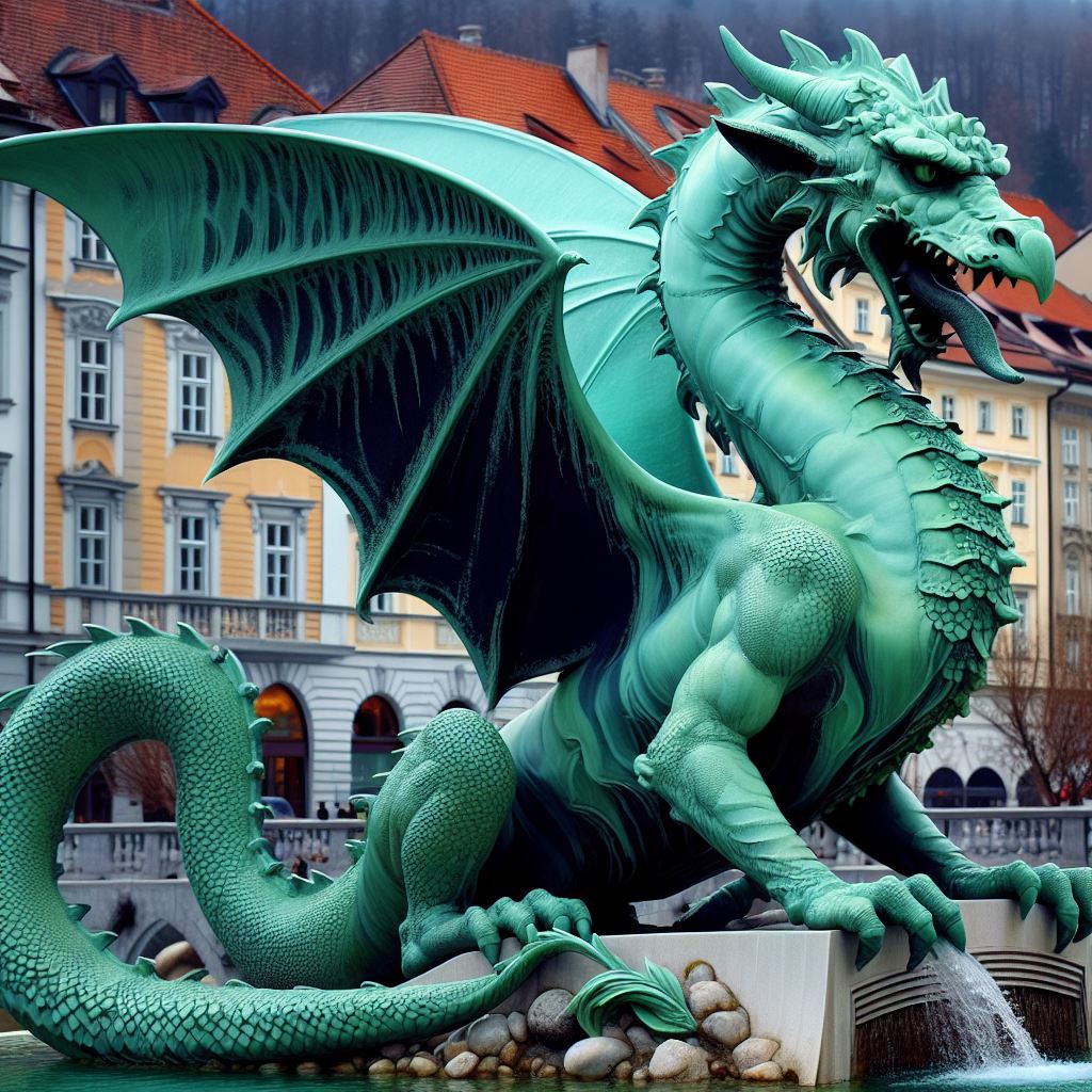 A Green Dragon, showing its very dangerous long tail
