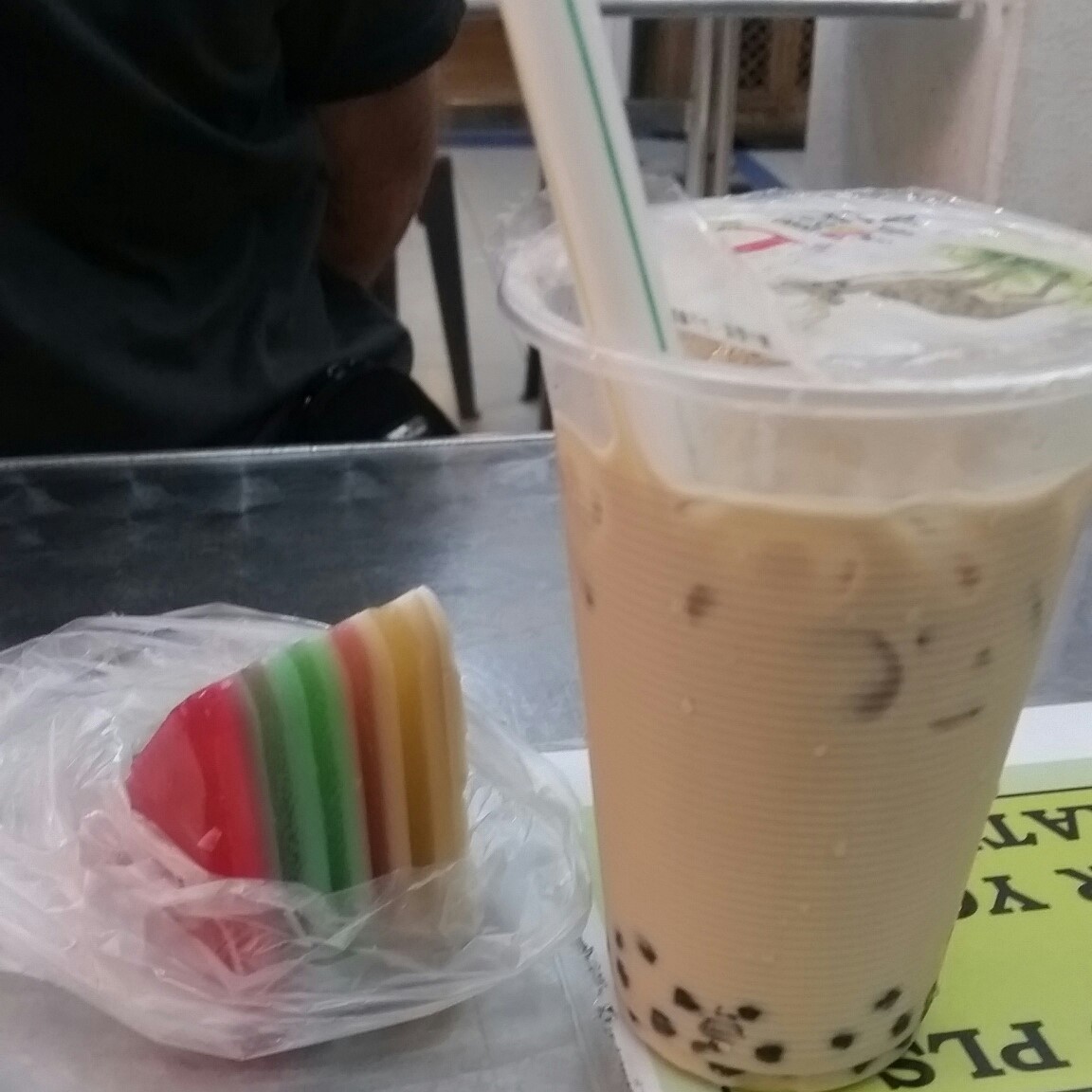 Close-up image of Bubble Tea and Jelly Cake