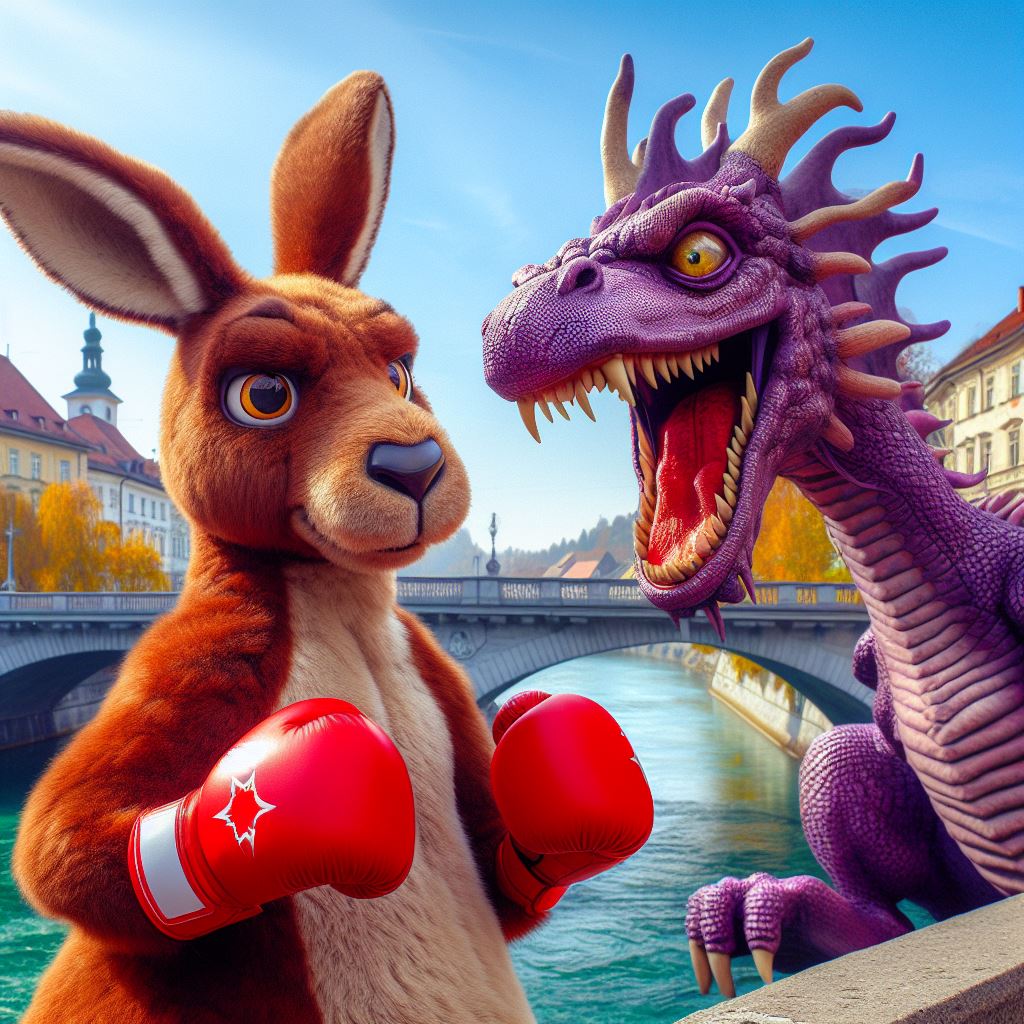 Skippy and the Dragon Champion about to engage in battle