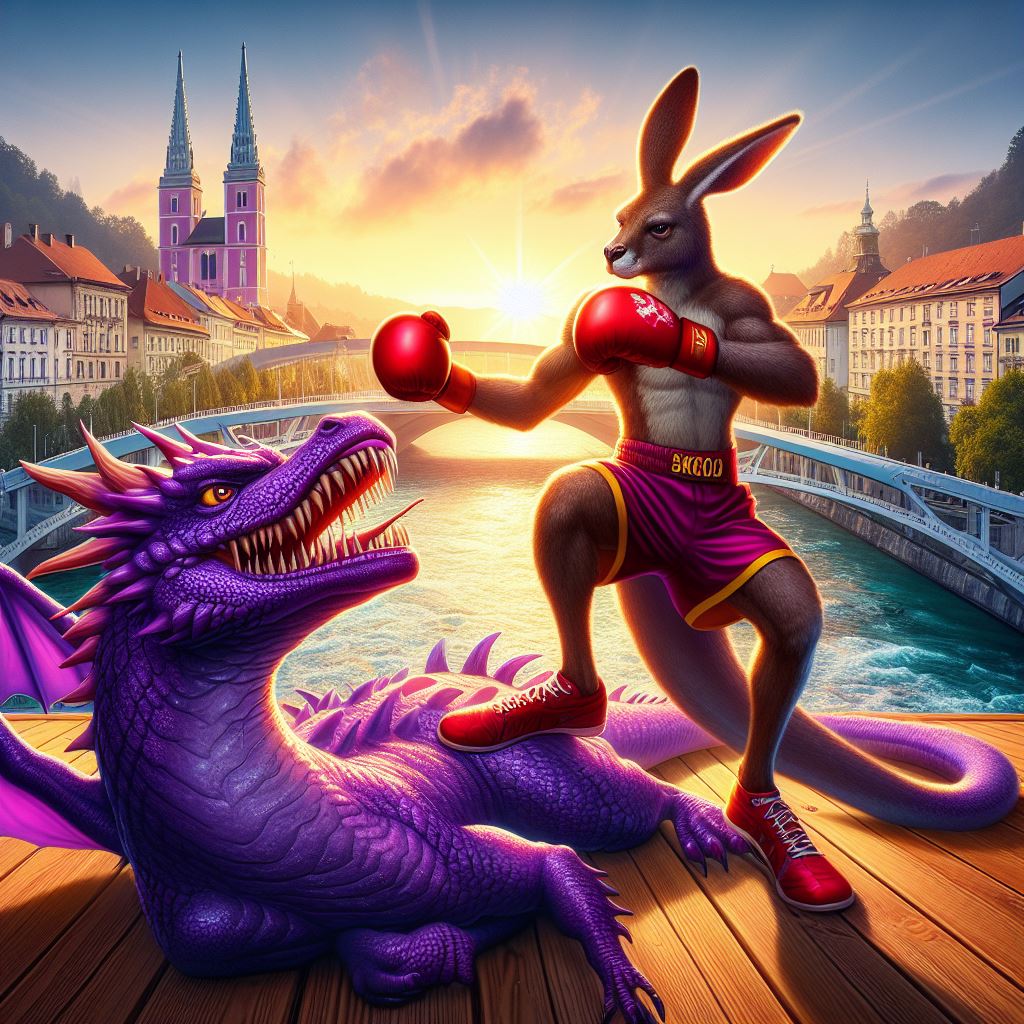 Skippy’s foot is holding the Dragon Champion down
