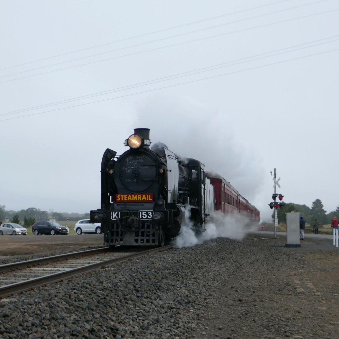 an image showing Steamrail K153 pulling the Lal Lal Shuttle on Saturday 25 May 2024