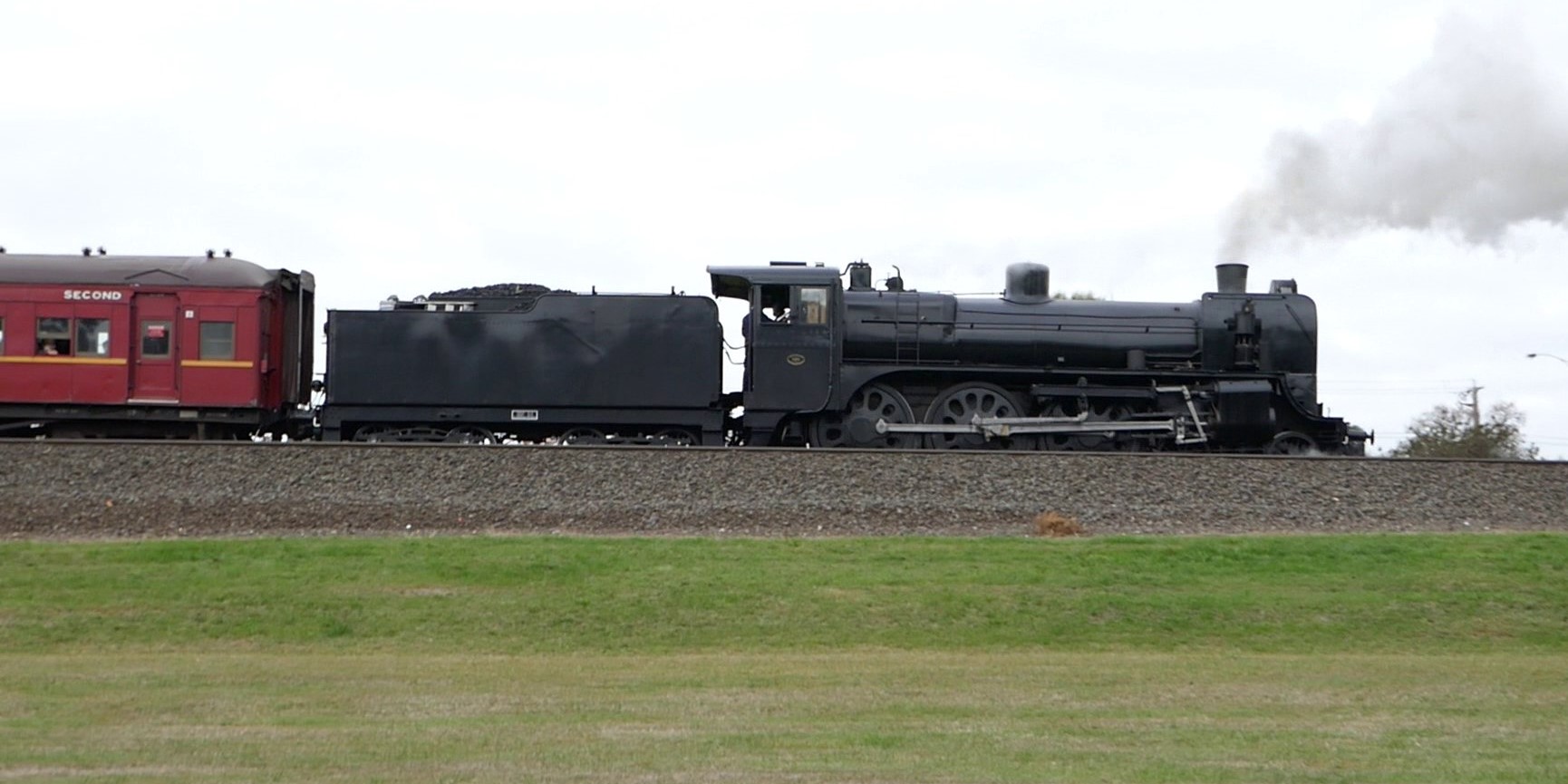 An image of Steamrail A2 986 trailing the Ballarat to Lal Lal Shuttle, on Sunday 26 May 2024