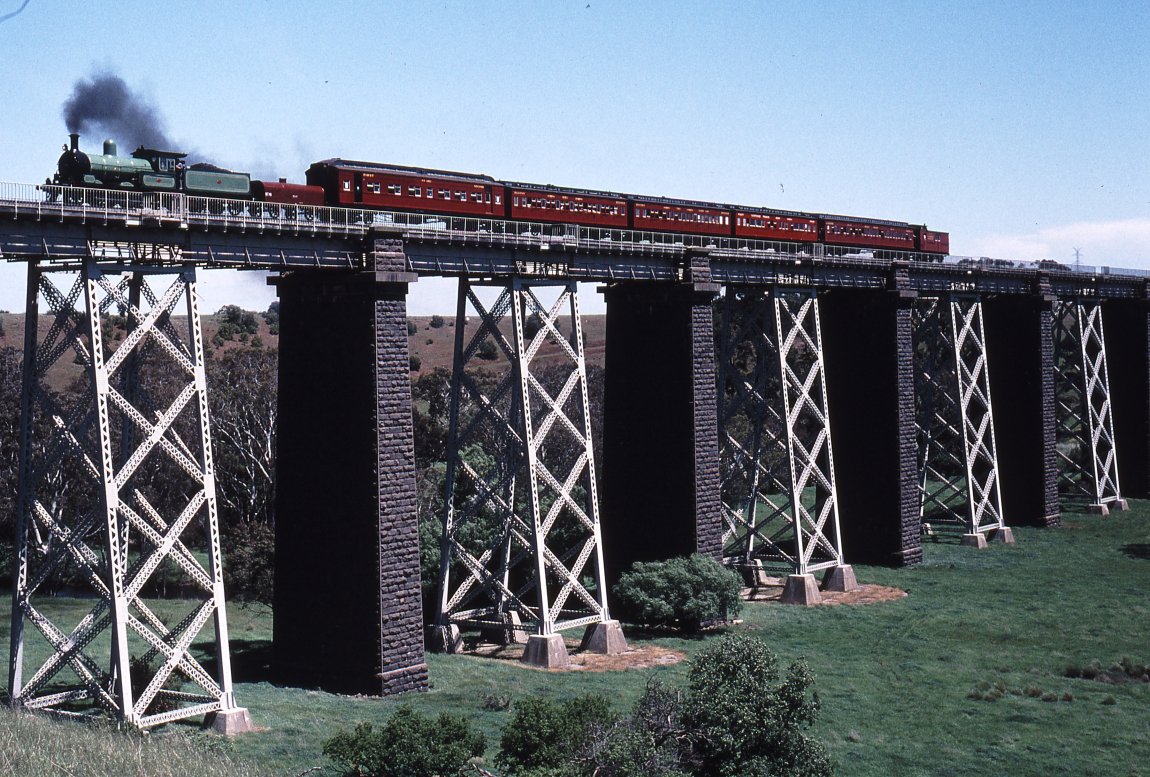 An image by photographer Weston Langford, showing the Moorabool Viaduct in November 1996