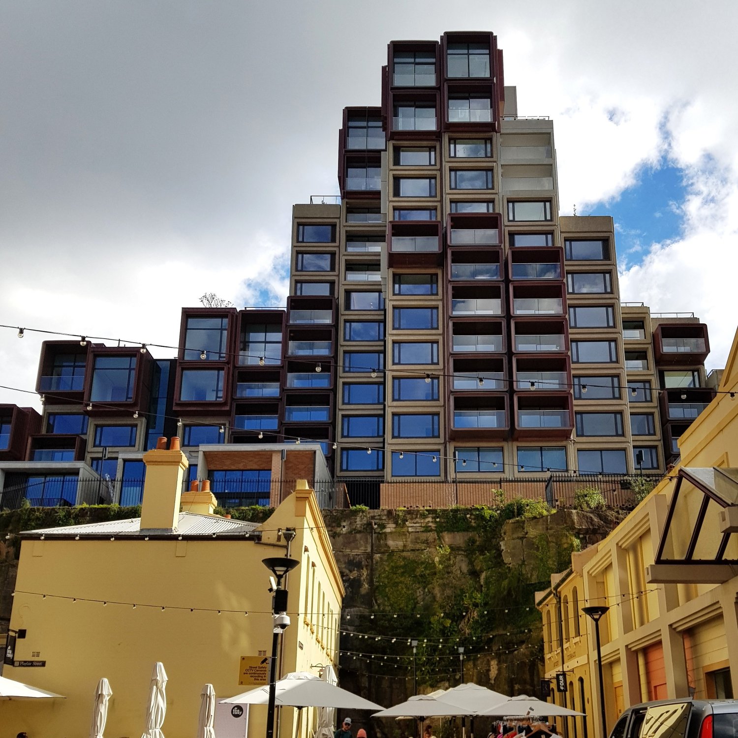 Image of the Sirius Building, which dominates the skyline over The Rocks