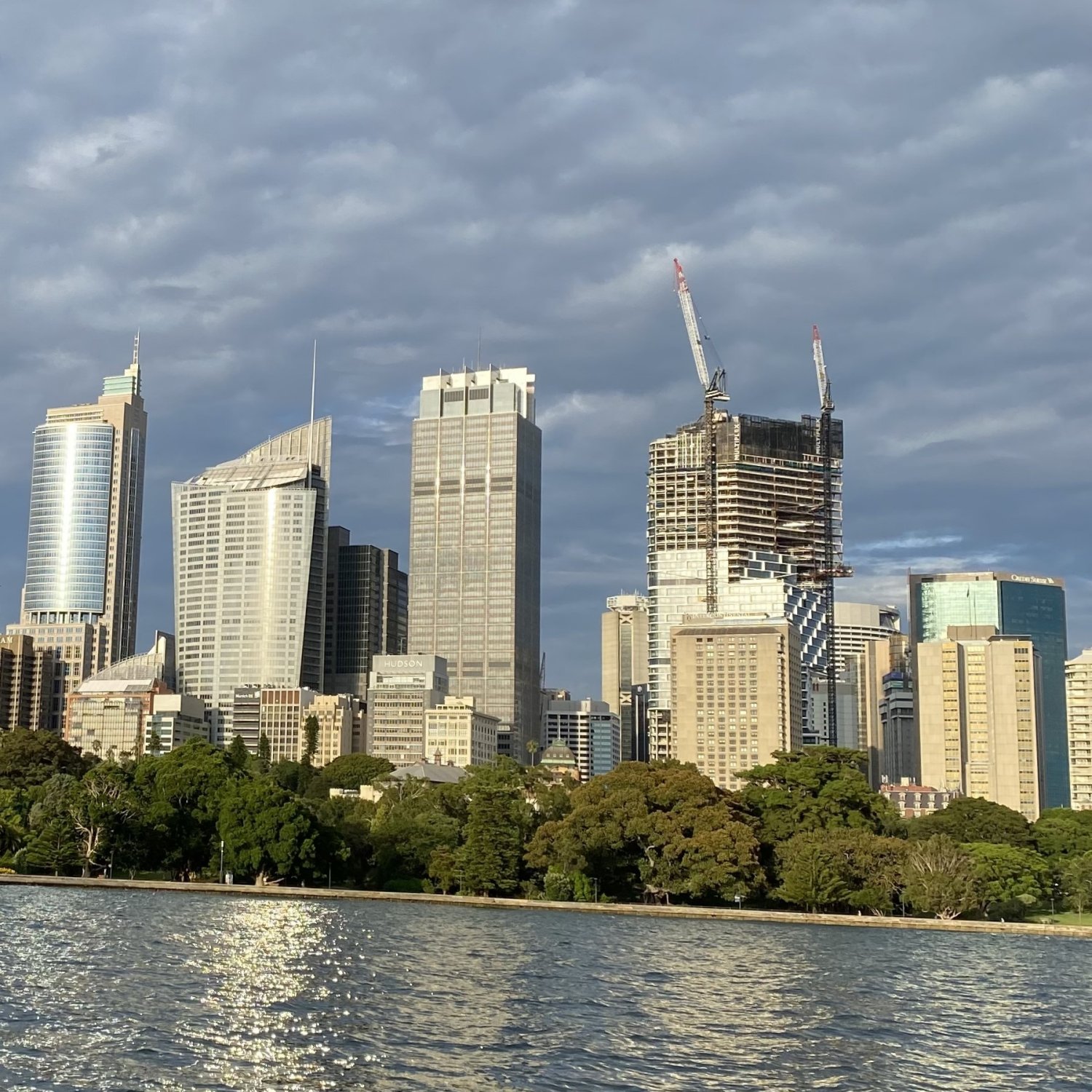 Image of Quay Quarter Tower from Farm Cove, during its transformation, January 2021