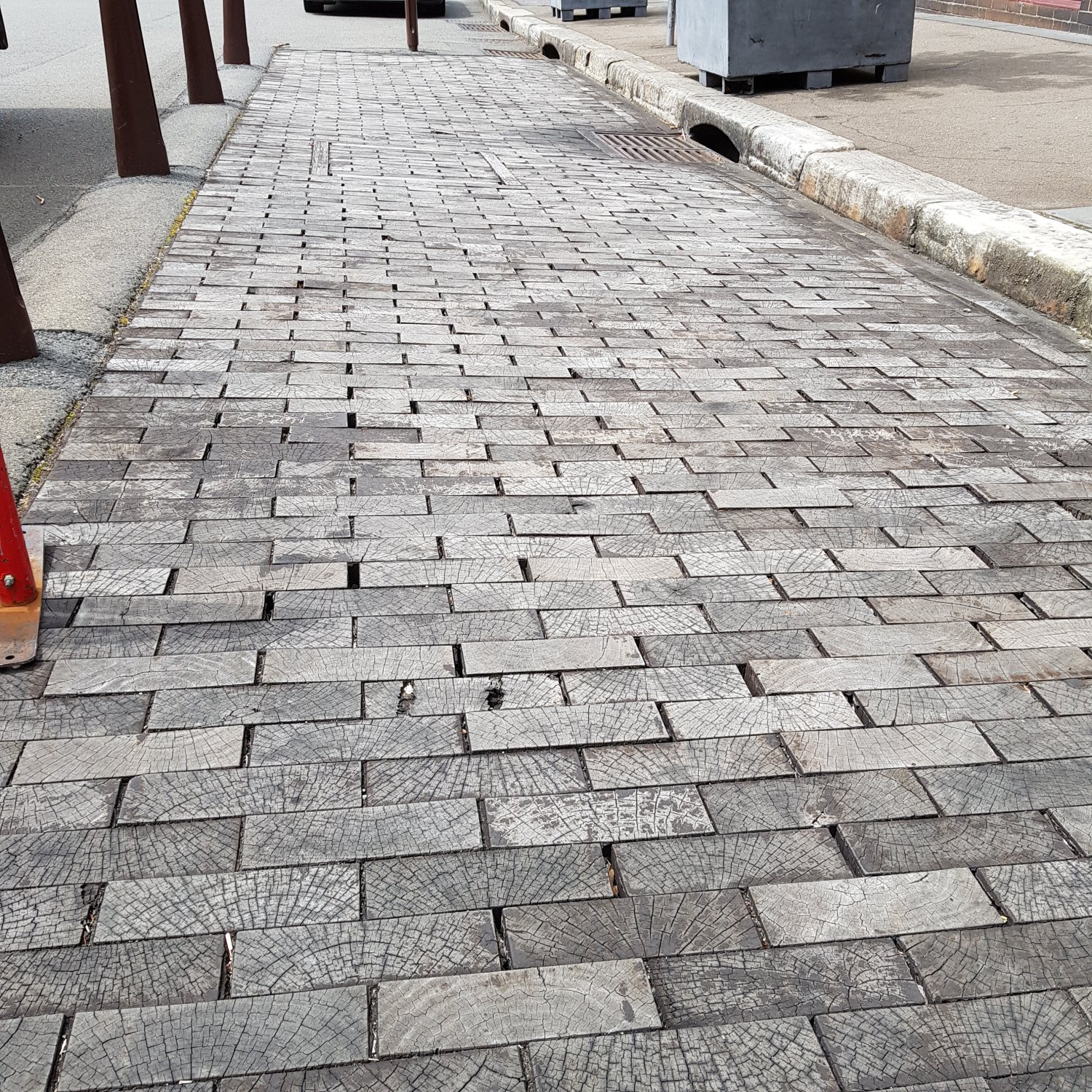 Image of wood block street paving on George Street, at The Rocks