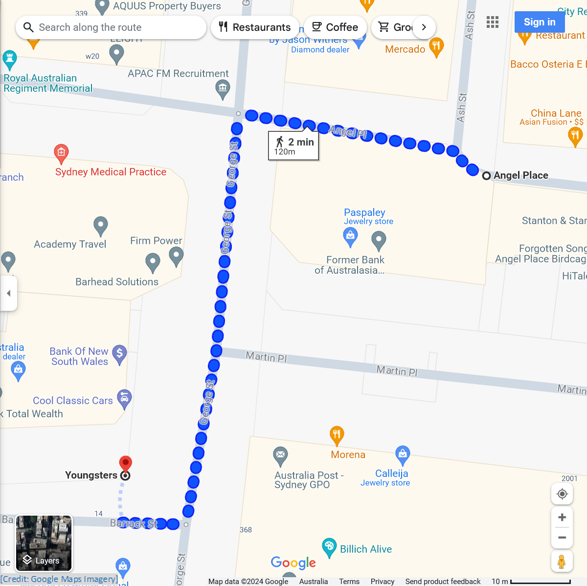 Image of Google Maps walking route