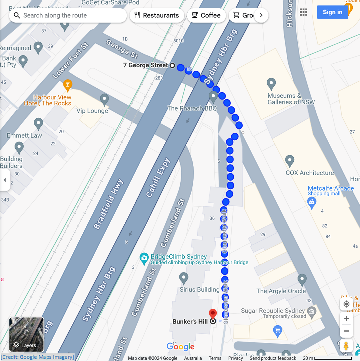 Image of Google Maps walking route