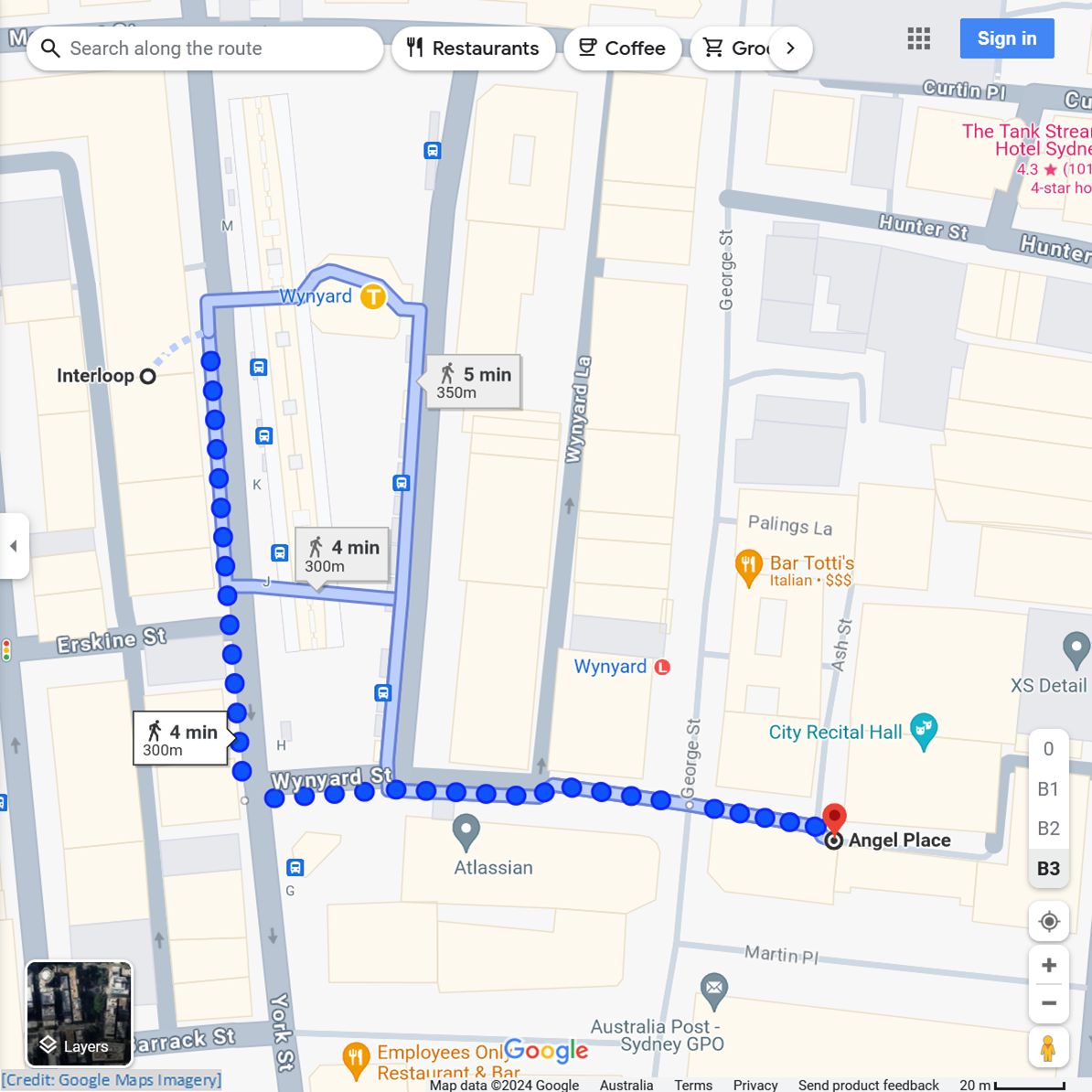 Image of Google Maps walking route