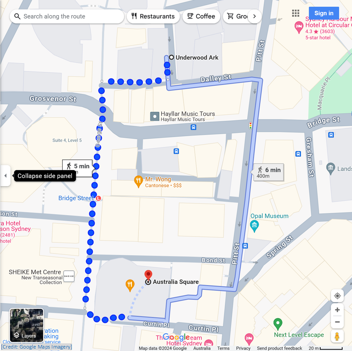 Image of Google Maps walking route