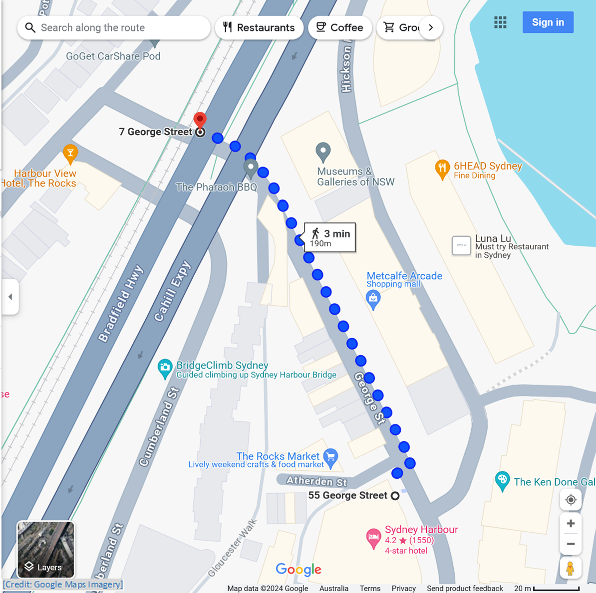 Image of Google Maps walking route