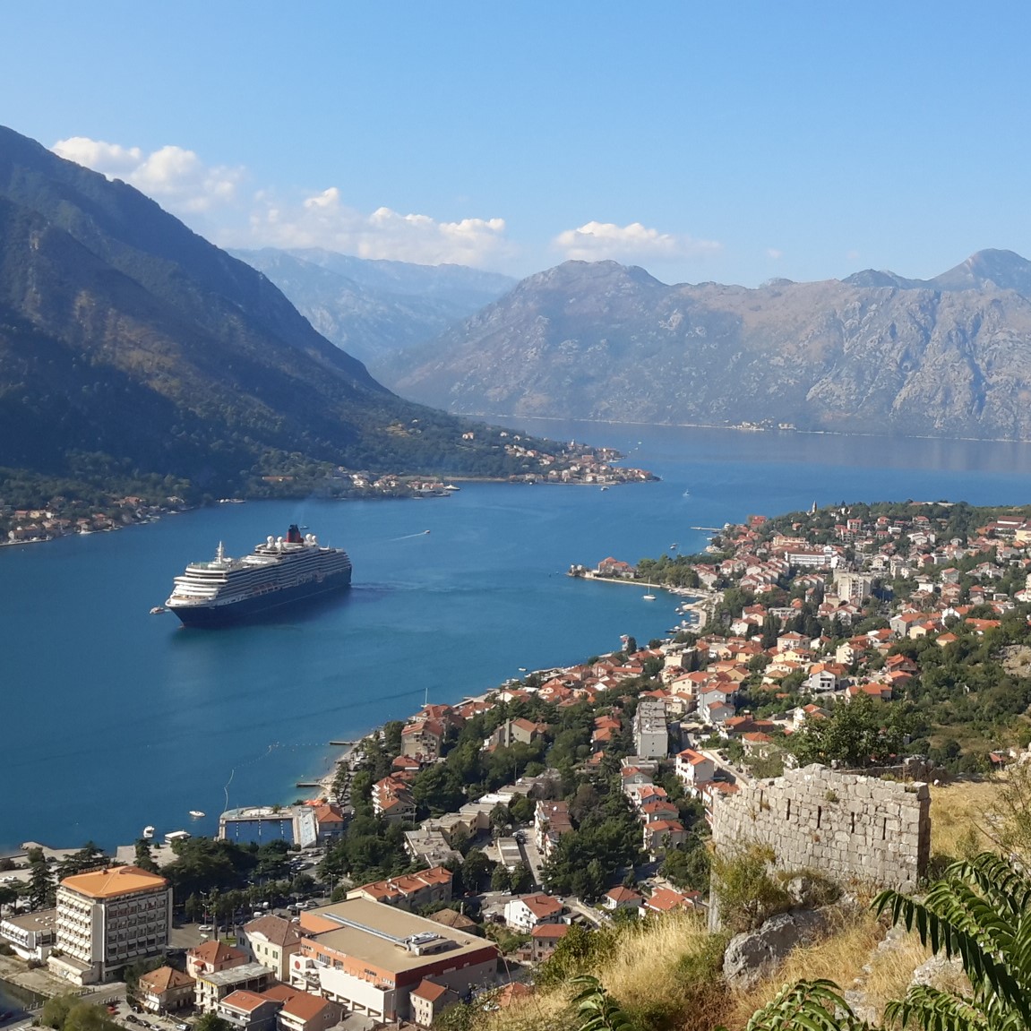 Image showing the view from Kotor's San Giovanni Fortess, looking out over the Bay of Kotor