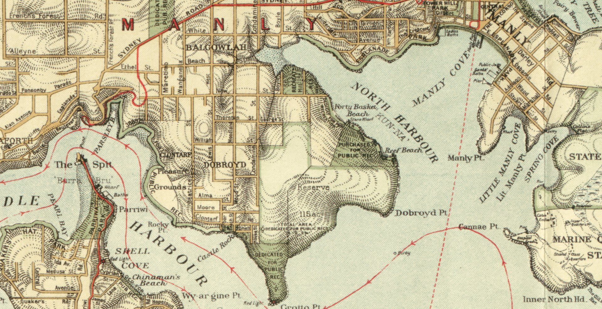 map showings that almost the full length of the Spit to Manly Walk was formed over 100 years ago - Credit: National Library of Australia