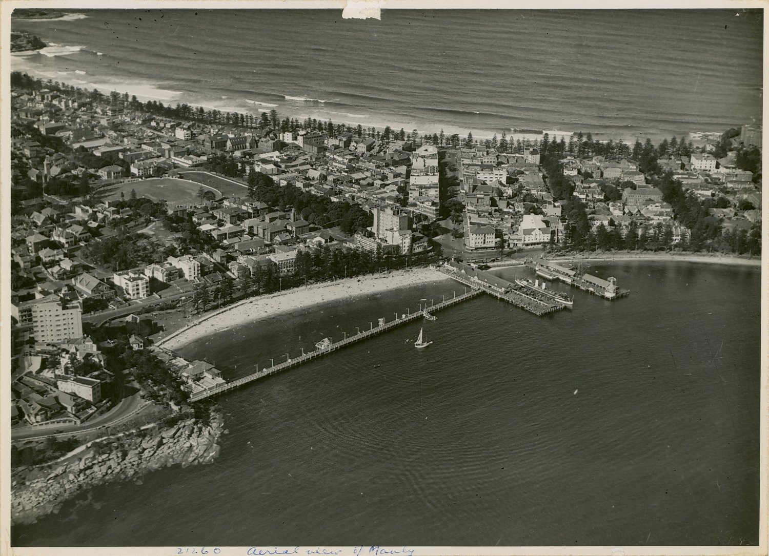 An aerial view of the Manly Wharf, ca 1930s - Credit: State Records NSW