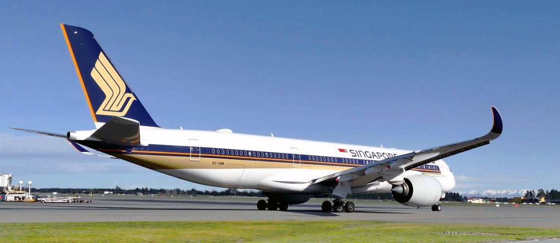 Image of Singapore Airlines Airbus A350-900 - Credit Bernard Spragg, NZ from Christchurch, New Zealand, CC0, via Wikimedia