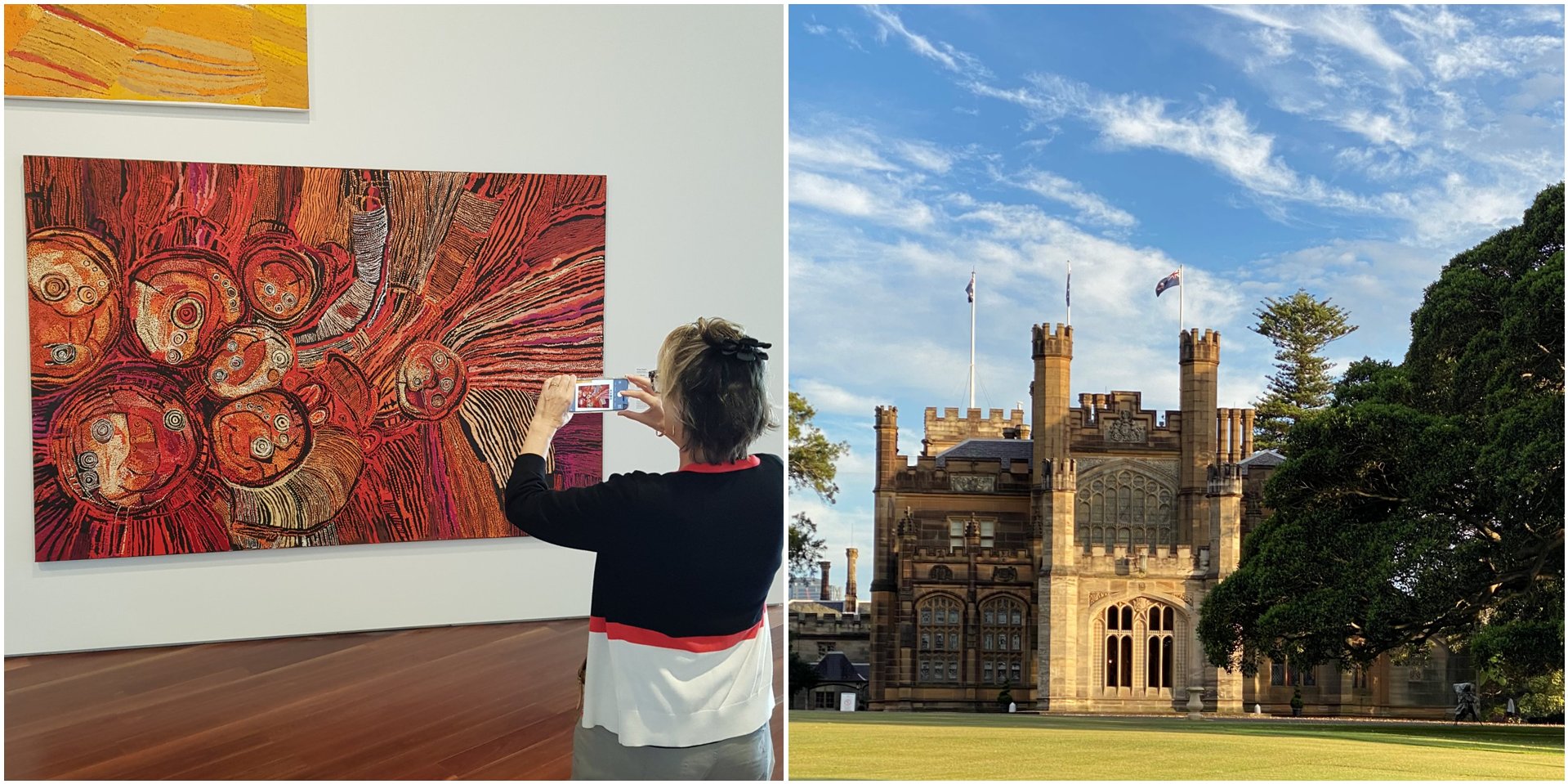 Collage of two images - left = Art Gallery of NSW; right = Government House