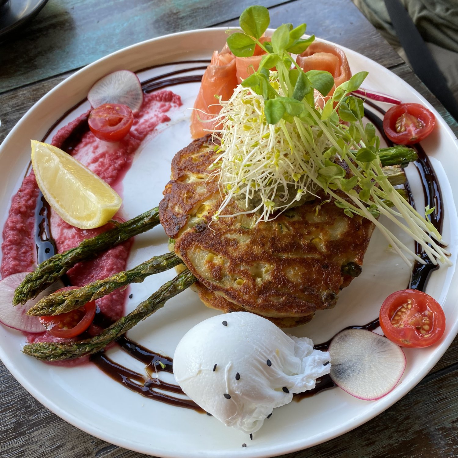 Image shows a breakfast plate at Darlinghurst's Rusty Rabbit, Sydney