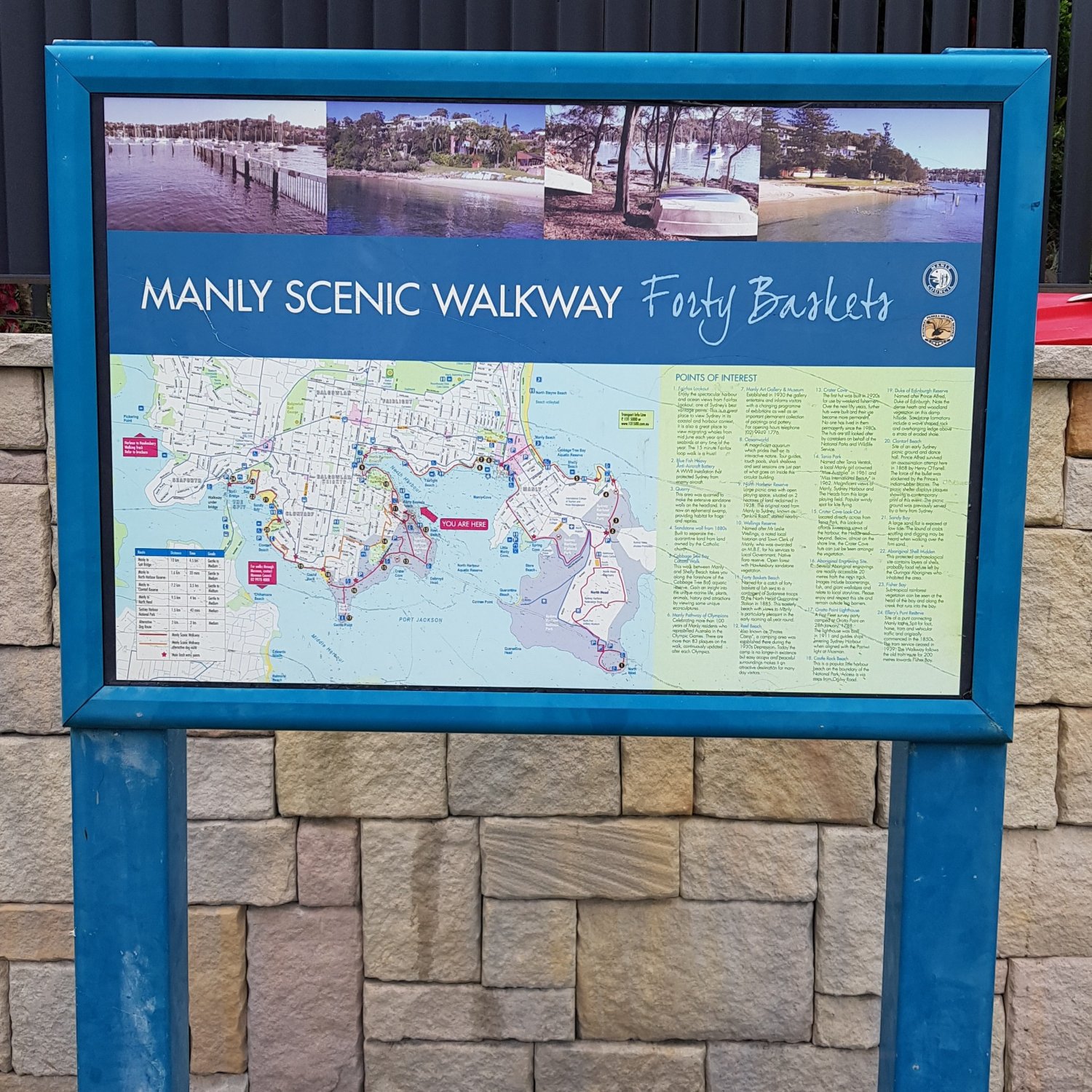 image showing a map board displaying the Manly Scenic Walkway