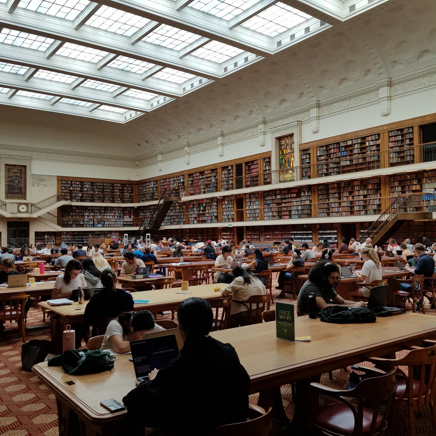 image showing the inside of the Mitchell Library Reading Room of the NSW State Library