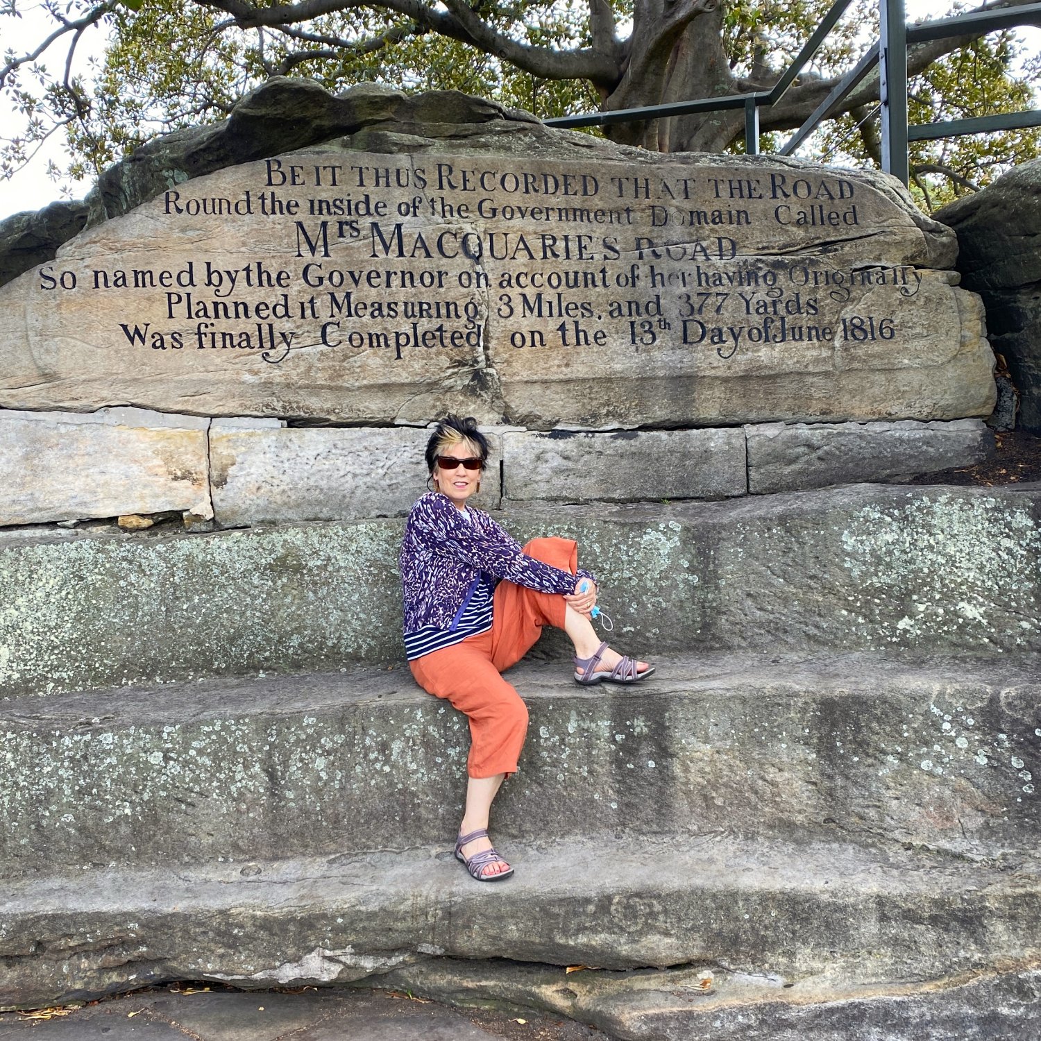 image of Marlene sitting at Mrs Macquarie's Chair