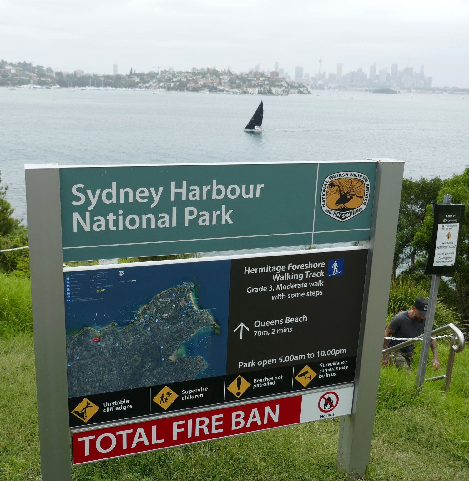 image showing a map board displaying part of the Hermitage Foreshore Walking Track