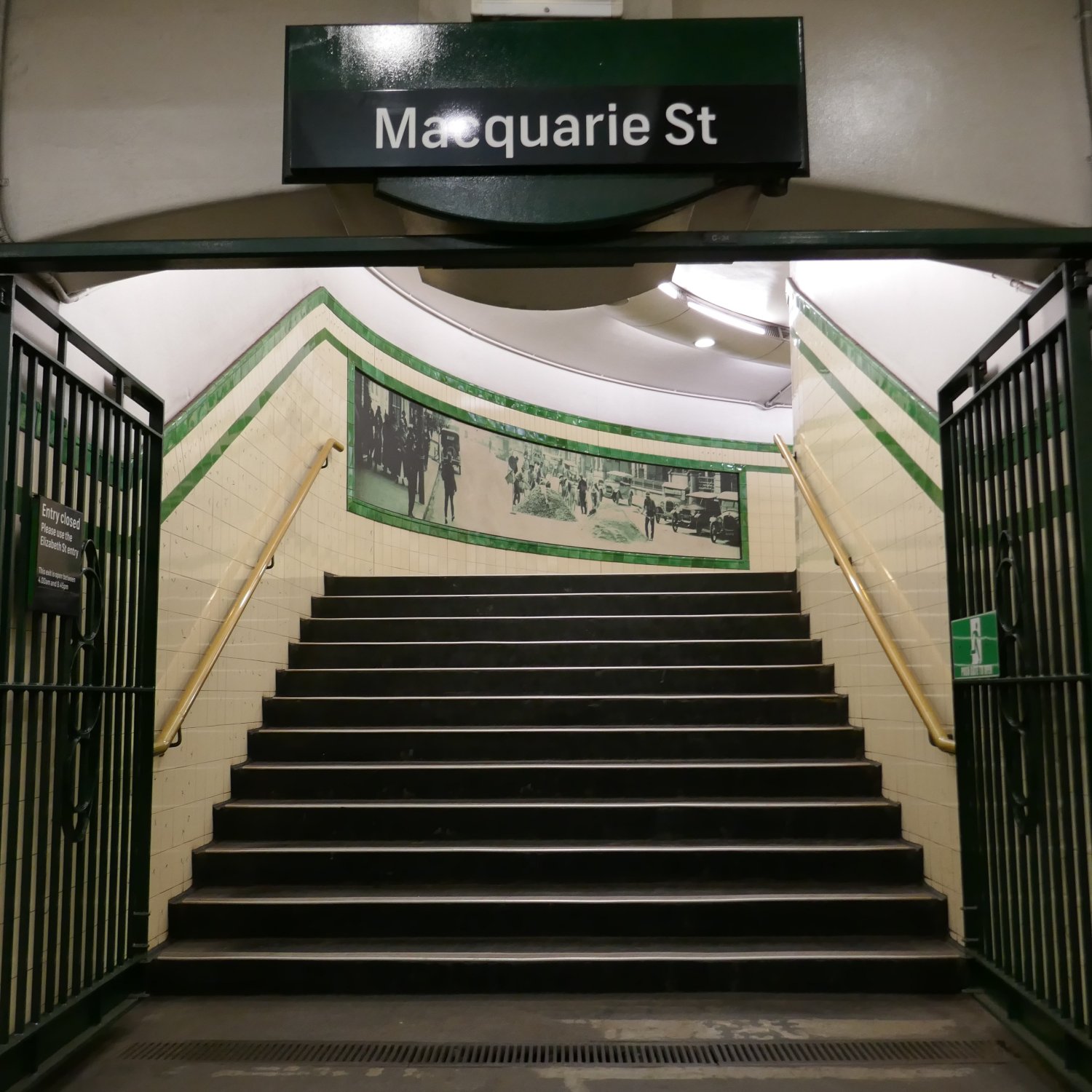 image showing steps at St James Station leading to Macquarie Street