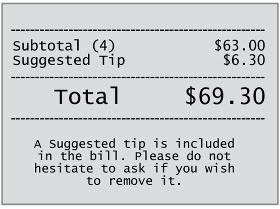 image showing a receipt that came with an automatic “suggested” tip built in, December 2025