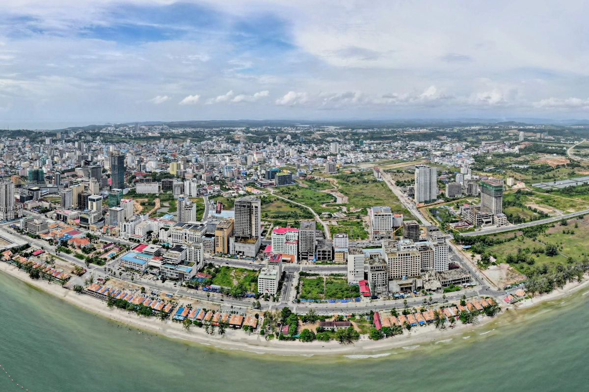 Image showing a panorama view of Sihanoukville from Otres Beach - Credit: Kiensvay