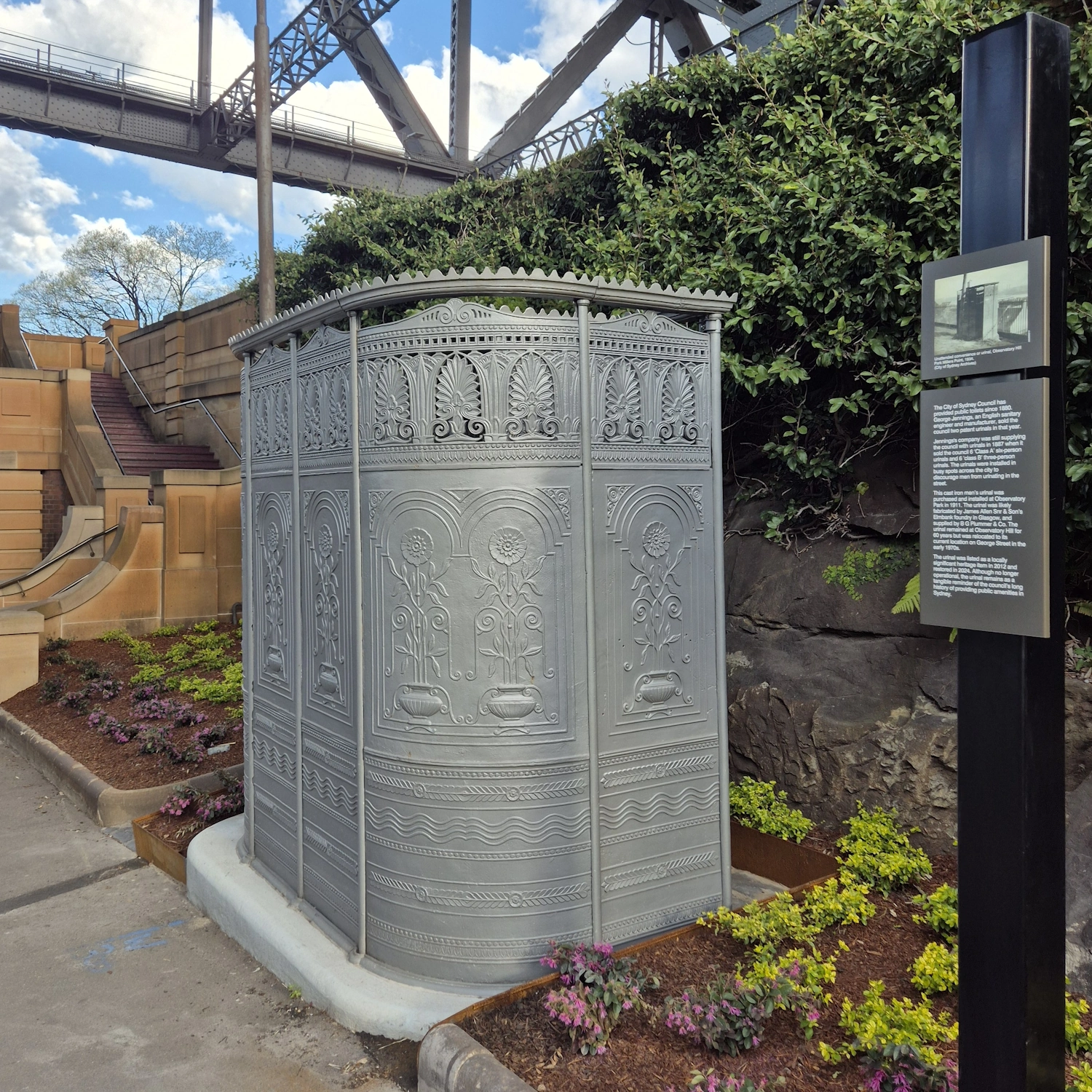 Image of the refurbished 1880s Antique Cast-Iron Urinal (aka Pissoir), as viewed in mid-2026